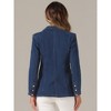 Allegra K Women's Notched Lapel Denim Single Breasted Shoulder Pad Business Casual Blazer - 3 of 4
