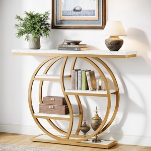 Lantine 47.24" Console able, Industrial 5-Tier Sofa Table Entryway T Table with Storage Shelves for Small Spaces, Hallway, Foyer - 1 of 4