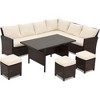 Heynemo 7 Pcs Outdoor Conversation Set All Weather Wicker Sectional Sofa Set Dining Table Chair and Ottoman,Steel Frame - 2 of 4