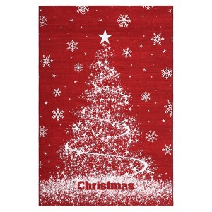 Washable Christmas Area Rug for Living Room Bedroom, Winter Holiday Decorative Dining Room Carpet, Xmas Snowflake Rugs for Nursery Kids Room - 1 of 4