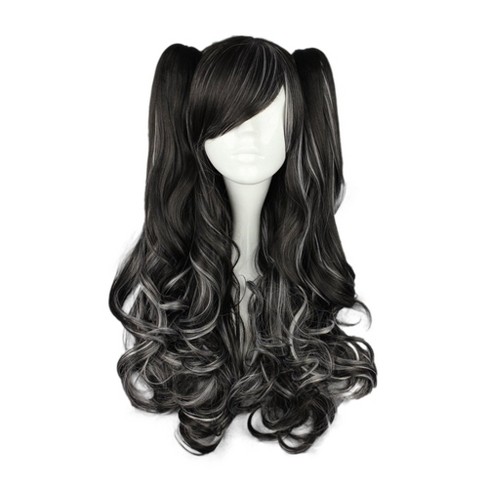 Unique Bargains Curly Wig Wigs For Women 28 Black White With Wig Cap  Synthetic Fibre : Target
