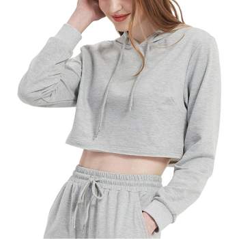 Anna-Kaci Women's Crop Top Sweatshirt Long Sleeve Hoodie Pullover