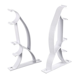 Unique Bargains 1-inch 25mm Dia Double Drapery Curtain Rod Wall Bracket White 2 Pcs - 1 of 3