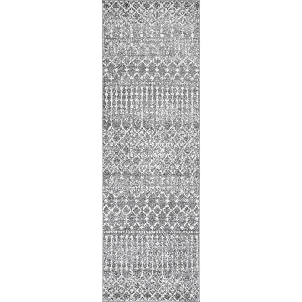 2'6inx18' Runner Moroccan Blythe Area Rug Dark Gray - nuLOOM