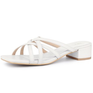 BLISSFUL STEP Women's Cross Strap Chunky Heel Square Toe Heeled Sandals - 1 of 4