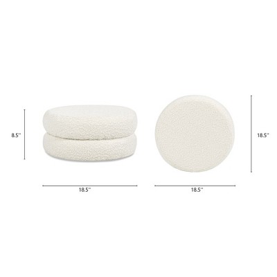 Ivory Bouclé Round Floor Cushion Ottoman 18.5"