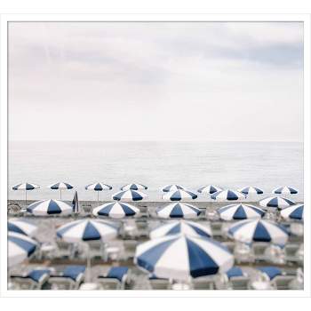 33" x 30" Seaside 7 (Beach) by Carina Okula Framed Wall Art Print White - Amanti Art