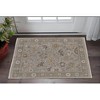 Gray and Brown Wool Oriental Hand Knotted Area Rug With Fringe - 2 of 4