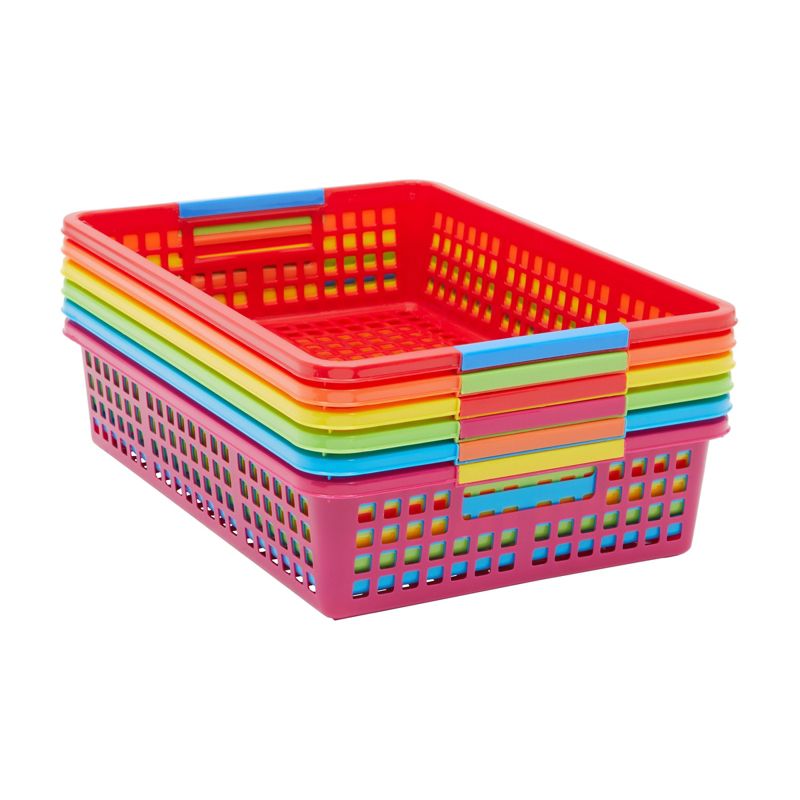 Bright Creations 6 Pack Plastic Turn In Trays Classroom Organizer for Paper, Colorful Storage Baskets for School Supplies, 13.5 x 10 In, 4 of 8