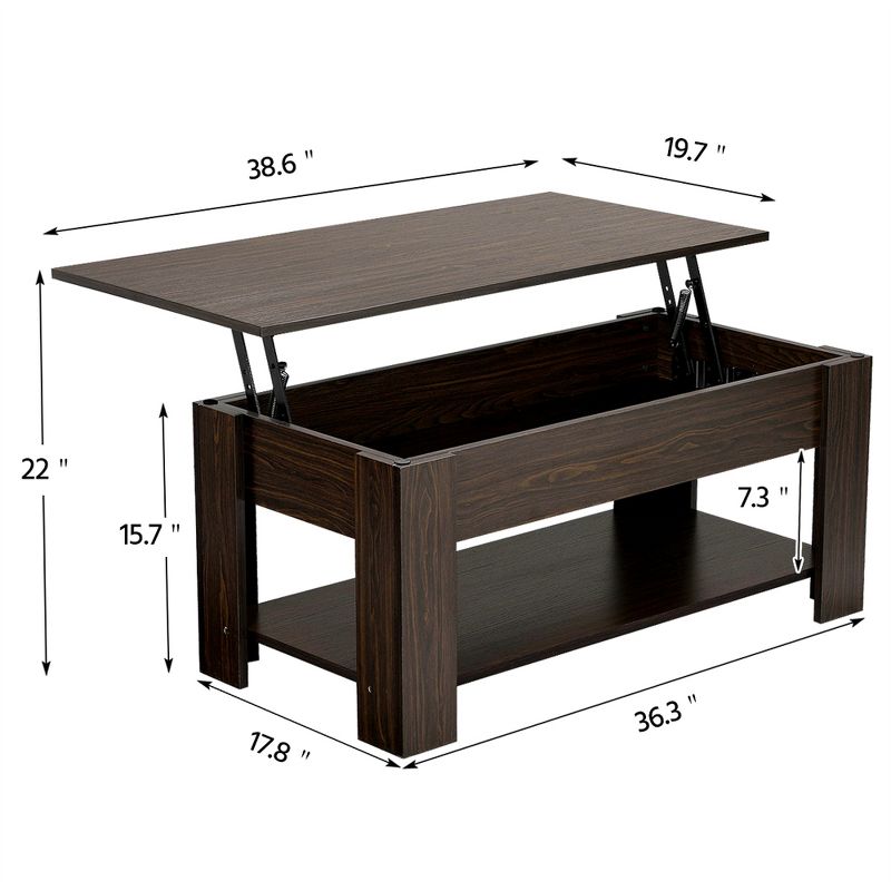Yaheetech Modern Lift Top Vintage Coffee Table Accent Table w/Hidden Compartment & Storage For Home, Living Room, Reception Room, Office, 6 of 13