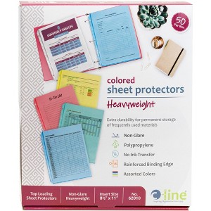 C-Line Poly Sheet Protectors, 8-1/2 x 11 Inches, Assorted Colors, Pack of 50 - 1 of 4