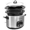 MegaChef 5.6Liter + 2.5 Liter Split Stainless Steel Electric Slow Cooker in SIlver - 2 of 4