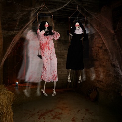 Outdoor Halloween Decorations 2 Packs Hanging Ghosts Decor Horror Scream, 3ft Scary Grim Reaper Swinging Ghost Flying for Yard Patio Lawn Garden