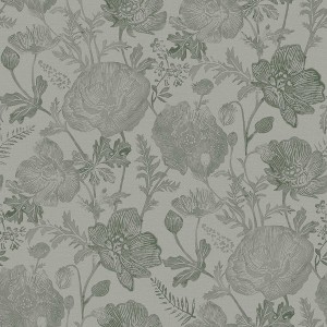 Tempaper & Co. 56 sq ft Poppies Textured Peel and Stick Wallpaper by Pure Salt Green - 1 of 4