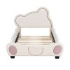 Twin Size Velvet Platform Bed With Bear-Shaped Headboard, Beds Platform With Bed-End Storage Pocket, Twin Bed Modern-Cuddlewood - 3 of 4
