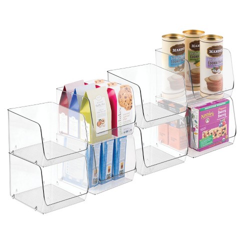 Mdesign Plastic Stackable Kitchen Food Storage Box, Hinged Lid, 8 Pack -  Clear : Target