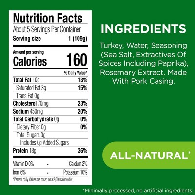 Jennie-O All-Natural Lean Sweet Italian Turkey Sausage - 19.5oz