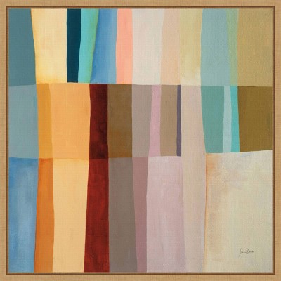 16" x 16" Stitched Together Block Abstract I by Jane Davies Framed Wall Canvas - Amanti Art