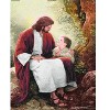 Manual Woodworkers and Weavers In His Light Wall Hanging by Greg Olsen with Finial Rod, 26x36 Inches, Christian Woven Tapestry with Jesus and Child - 3 of 3
