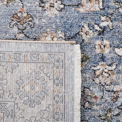 Modern Elegance 5' Square Blue & Grey Synthetic Area Rug