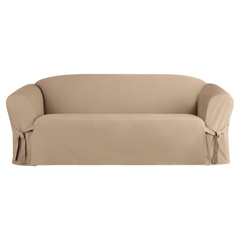 Heavy Weight Cotton Canvas Sofa Slipcover Khaki - Sure Fit, 2 of 5