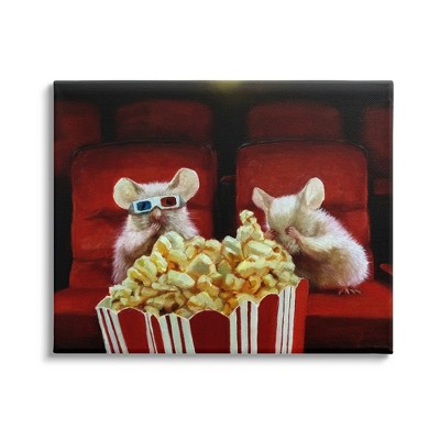 Stupell Industries Mice Movie Theater Popcorn Gallery Wrapped Canvas Wall Art