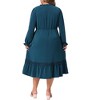 Agnes Orinda Women's Plus Size Flowy Tiered Layered V Neck Ruffle Long Sleeve Casual A Line Midi Dress with Pocket - 4 of 4