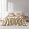 Lyngins Satin Luxury Bed Sheets Set, Wrinkle-Free Split King Bedding Set, 1 Flat Sheet, 2 Fitted Sheets (Fits 16" Mattresses), 4 Pillowcases - 3 of 4