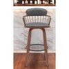 HomeRoots 30" Gray And Wood Brown Faux Leather Swivel Low Back Bar Height Bar Chair - 2 of 4