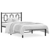 vidaXL Metal Single Bed Frame - Black Steel, Supportive Slats, Elevated Design for Storage - 2 of 4