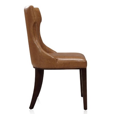 Reine Saddle Faux Leather Wing Back Dining Chair Set