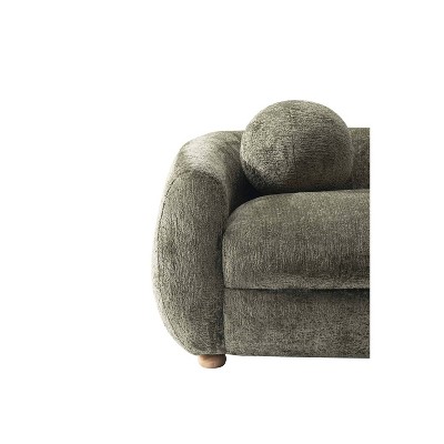 Tribeca Olive Green Chenille Upholstered Sofa with Wood Frame