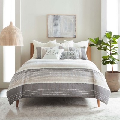 Santander Grey Cotton Twin/Twin XL Duvet Cover Set