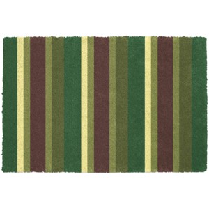 Bungalow Flooring 2'x3' Colorstar McQueen Stripe Indoor Door Mat Green/Brown: Mildew & Stain Resistant, Low Pile - 1 of 3