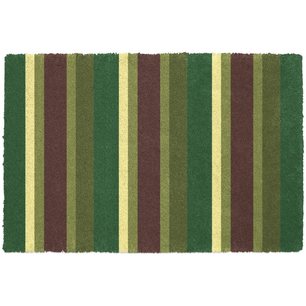 Photos - Doormat Bungalow Flooring 2'x3' Colorstar McQueen Stripe Indoor Door Mat Green/Brown: Mildew & Stain Resistant, Low Pile 