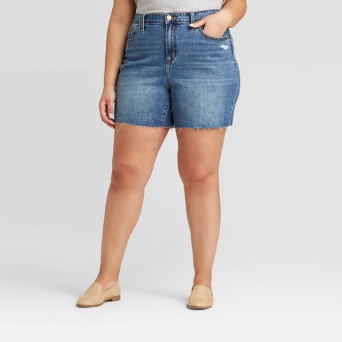 Women's Plus Size High-Rise Boyfriend Jean Shorts - Universal Thread™ Medium  Wash : Target
