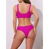 INSPIRE CHIC Women's Lace Up Decoration Push Up Bikini Sets, Wide Strap Top Triangle Bottom Swimwear Bathing Suits 1 Set - 3 of 4