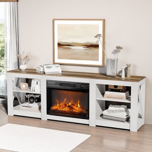 Farmhouse 70'' TV Stand For Tvs Up To 70'' With 23'' Electric Fireplace and Adjustable Shelves - 1 of 4