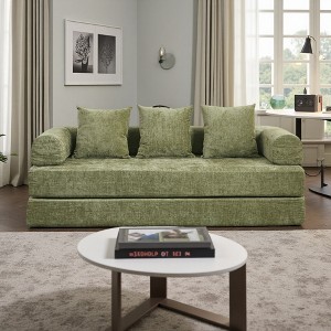 78.8" Chenille Convertible Floor Sofa Bed with Armrest - 1 of 4