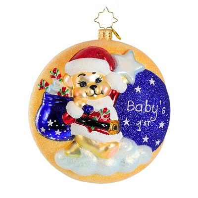 Christopher Radko Company 5.25 In Baby Bear Surprise Ornament Moon First Christmas Stars Tree Ornaments