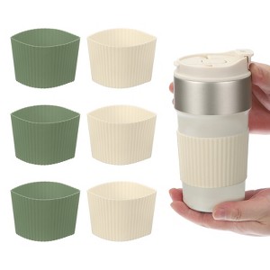 Unique Bargains Silicone Protective Heat Resistant Non Slip Coffee Cup Sleeve 6 Pcs - 1 of 4