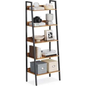 VASAGLE Bookshelf, 5-Tier Narrow Book Shelf, Bookcase for Home Office, Living Room, Bedroom, Kitchen, Rustic Brown and Black