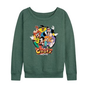Women's - A Goofy Movie -  Lightweight French Terry Wide Neck Long Sleeve Shirt - 1 of 4