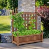 Tangkula Set of 2 Outdoor Wooden Plant Box Flower Plant Growing Box Holder with Trellis - 2 of 4