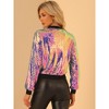 INSPIRE CHIC Women's Party Sequin Sparkle Long Sleeve Cropped Length Zipper Bomber Jacket - 4 of 4