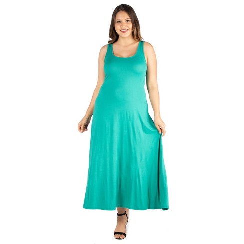 24seven Comfort Apparel Plus Size Tank Maxi Dress-jade-3x-jade-3x : Target