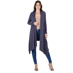 Womens Extra Long Open Front Cardigan - 24seven Comfort Apparel™ - 1 of 4