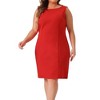 Agnes Orinda Women's Plus Size Office Club Classic Boat Neck Sleeveless Bodycon Dresses - 2 of 4