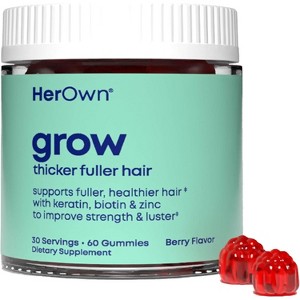 Her Own Grow Thicker Fuller Hair Gummies Berry, 60 Ct - 1 of 4