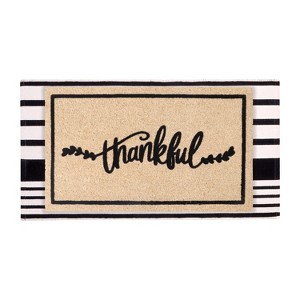 A1HC 100% Coir Welcome Mat with Black and White Striped Rug Combo Sets - 1 of 4